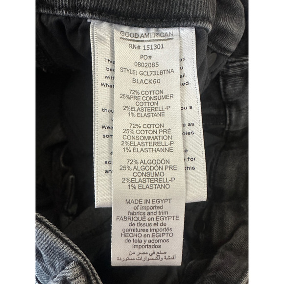 Good American Good Classic Chewed High Waist Ankle Skinny Jeans Black 10 / 30 - Picture 7 of 13